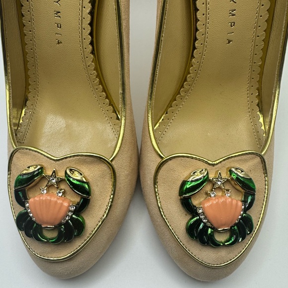 Charlotte Olympia Cancer Zodiac Heels Suede Crab Pumps Size 39 - Picture 5 of 7